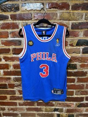 VTG ALLEN IVERSON 10 Yr Anniversary Hardwood Philadelphia 76ers Jersey, Small